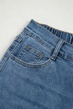 Stone Blue Star Patchwork Light Wash Wide Leg High-Waist Jeans