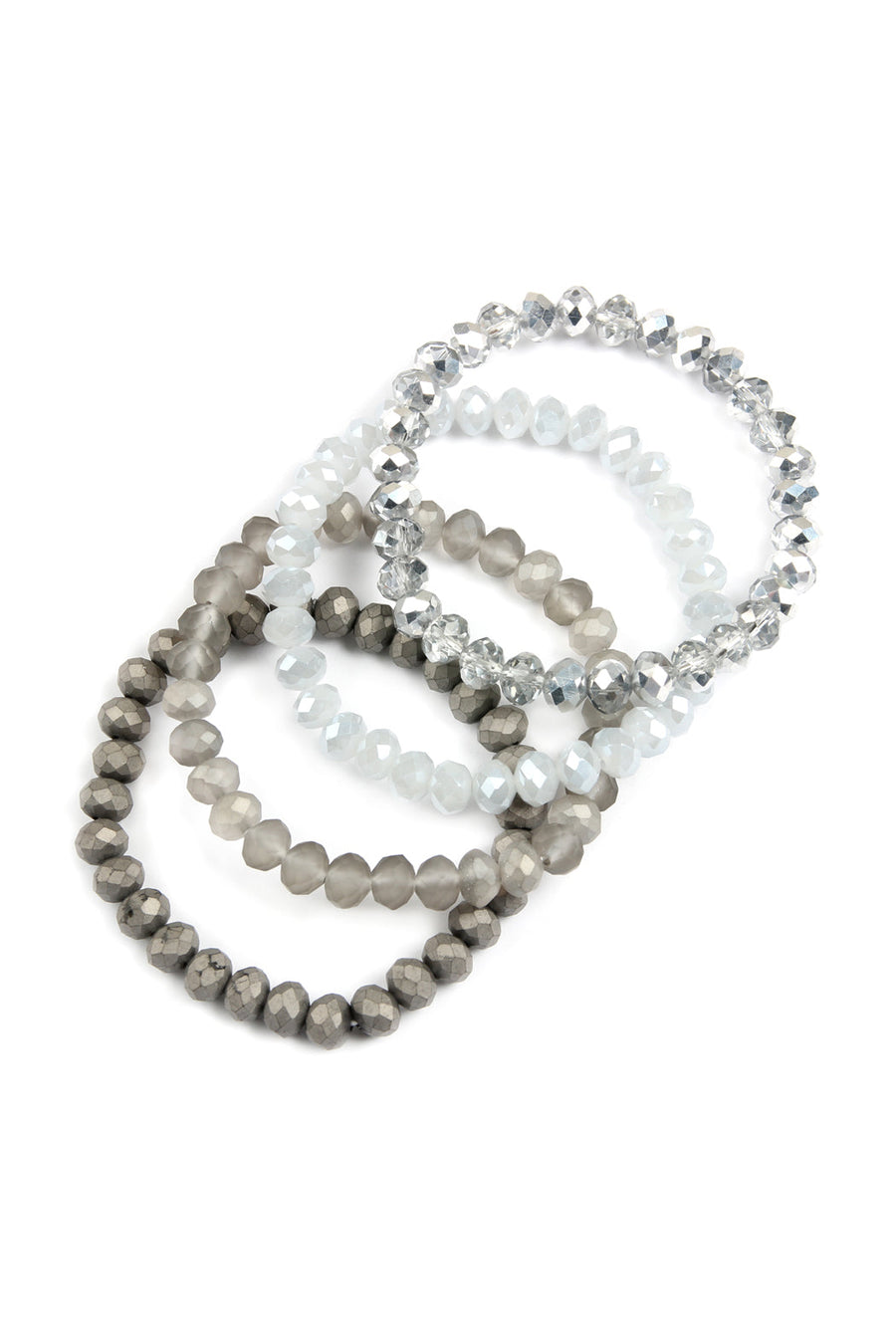 Gray Glass Beaded Stretch Bracelet