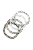 Gray Glass Beaded Stretch Bracelet