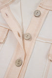 Button-Up Patchwork Pocket Short Sleeve Jumpsuit