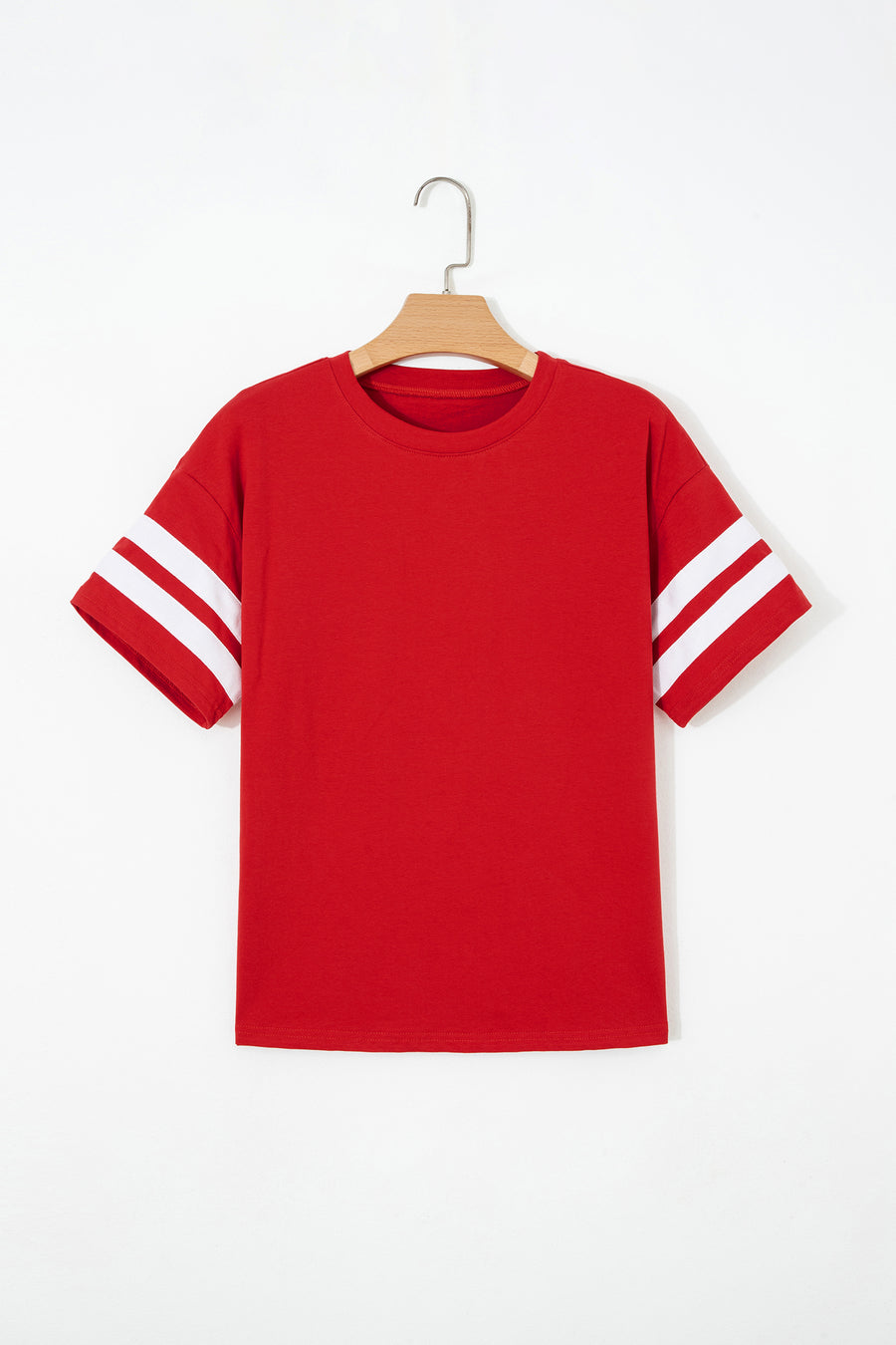 Varsity Striped Short Sleeve Crew Neck T-Shirt- 3 Colors