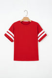 Varsity Striped Short Sleeve Crew Neck T-Shirt- 3 Colors