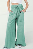 Mineral Wash Exposed Seam Wide Leg Cargo Pants- 3 Colors