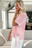 Side Tie Crochet Knit Short Sleeve Sweater- 2 Colors