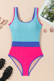 Textured Color Block One-Piece Swimsuit