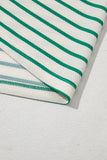 Plus Size Green Striped Ribbed T-Shirt