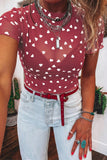 All Over Heart Print Mesh Short Sleeve Top- 2 Colors
