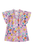 Pink Flutter Sleeve Frill V Neck Floral Top