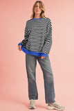 Striped Contrast Trim Oversized Sweatshirt- 4 Colors
