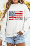 White Faux Patchwork Print USA and American Flag Reversible Sweatshirt