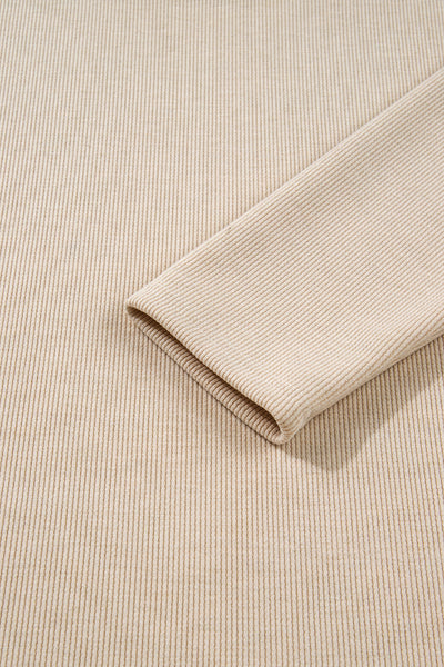 Dark Khaki Drawstring Pullover Hoodie and High Waist Pants Corduroy Suit