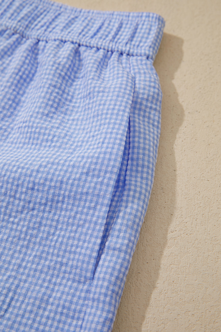 Gingham Button Detail Lace Trim Boxer Shorts- 2 Colors