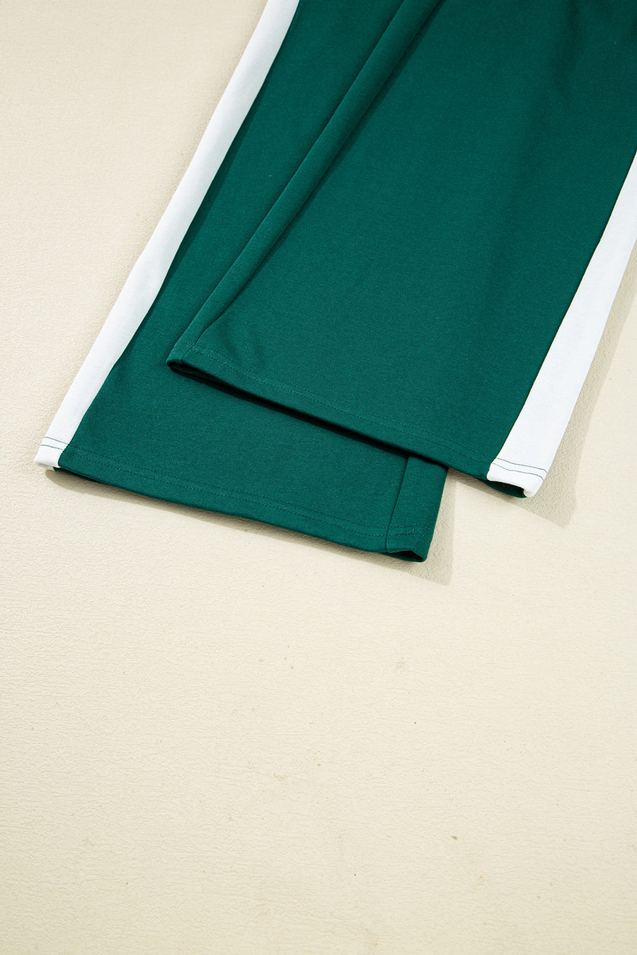 Green Varsity Striped Pullover Top & Loose Drawstring Pants Set