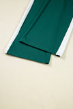 Green Varsity Striped Pullover Top & Loose Drawstring Pants Set