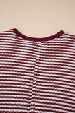 Striped Ribbed Exposed Seam Long Sleeve Oversized Top- 3 Colors