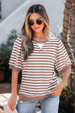 Striped Short Bubble Sleeve T-Shirt- 3 Colors