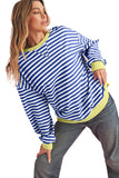 Striped Contrast Trim Oversized Sweatshirt- 4 Colors
