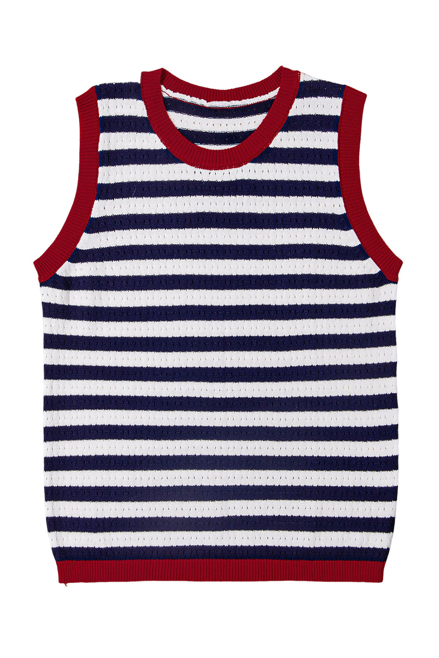 Striped Contrast Trim Sleeveless Sweater Vest- 3 Colors