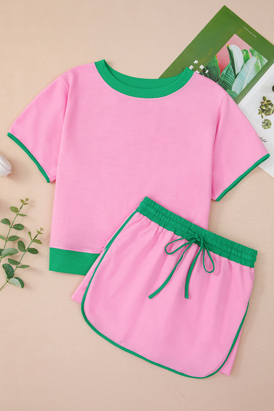 *Pre-Order* Color Block Drop Shoulder T-Shirt and Skort Set- 5 Colors