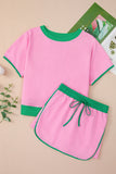 *Pre-Order* Color Block Drop Shoulder T-Shirt and Skort Set- 5 Colors