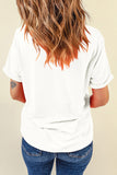 White Sequin American Flag Star Graphic T-Shirt