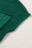 Green Pocket Ribbed Knit Short Sleeve Sweater- 9 Colors