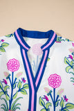Floral Ruffle Hem Contrast Trim Neckline Mini Dress- 2 Colors