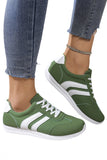 White Patchwork Breathable Lace Up Sneakers