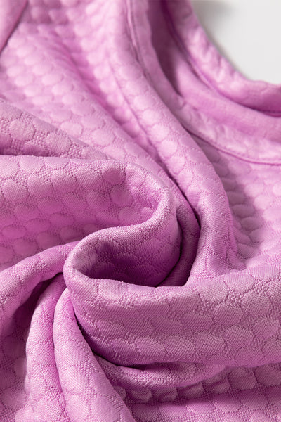 Orchid Textured Crew Neck Puff Sleeve Blouse