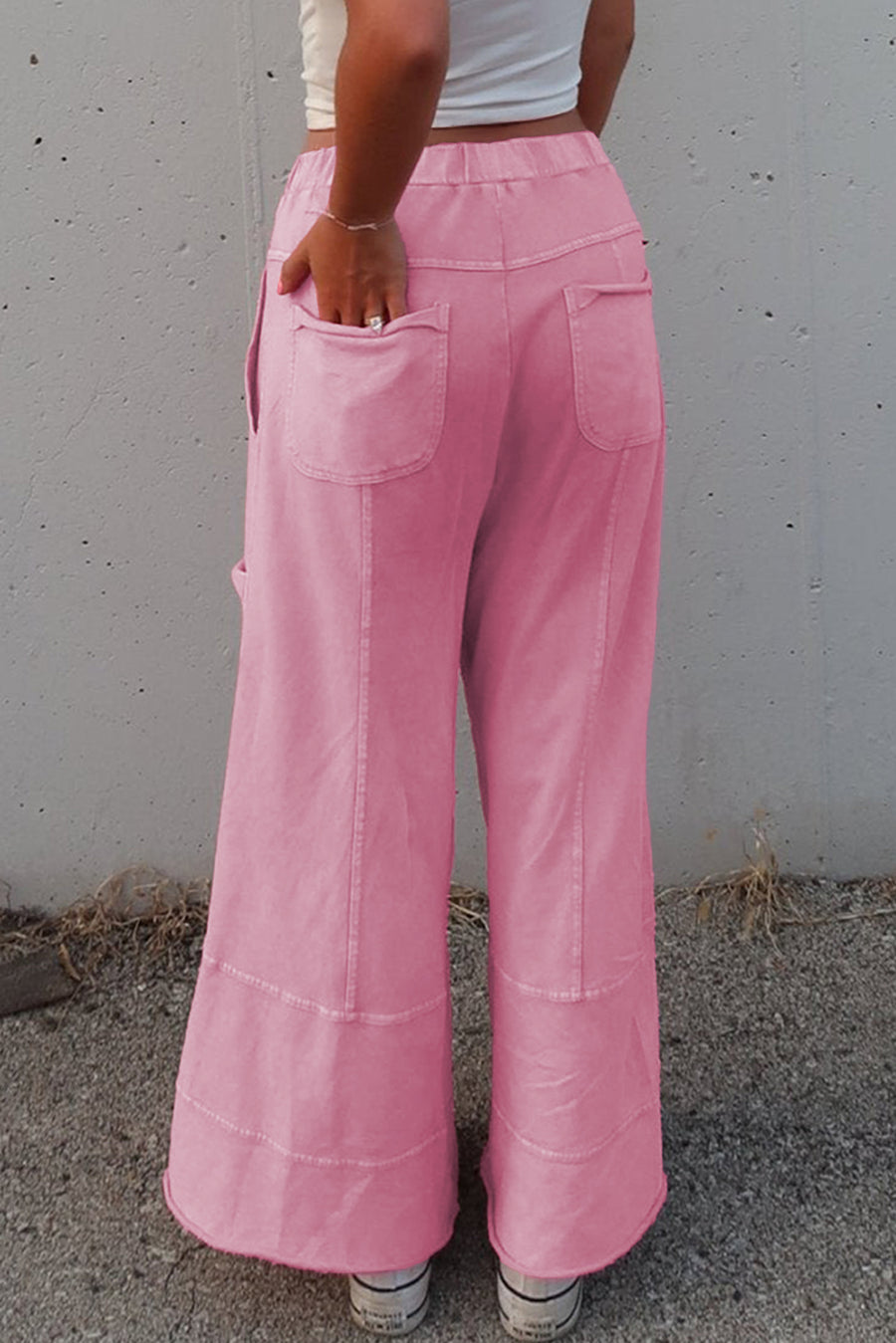 Mineral Wash Exposed Seam Wide Leg Cargo Pants- 3 Colors
