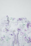 Plus Size Lavender Floral Frill V-Neck Blouse
