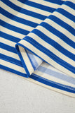 Striped Ruffle Short Sleeve Contrast Neckline Mini Dress- 3 Colors