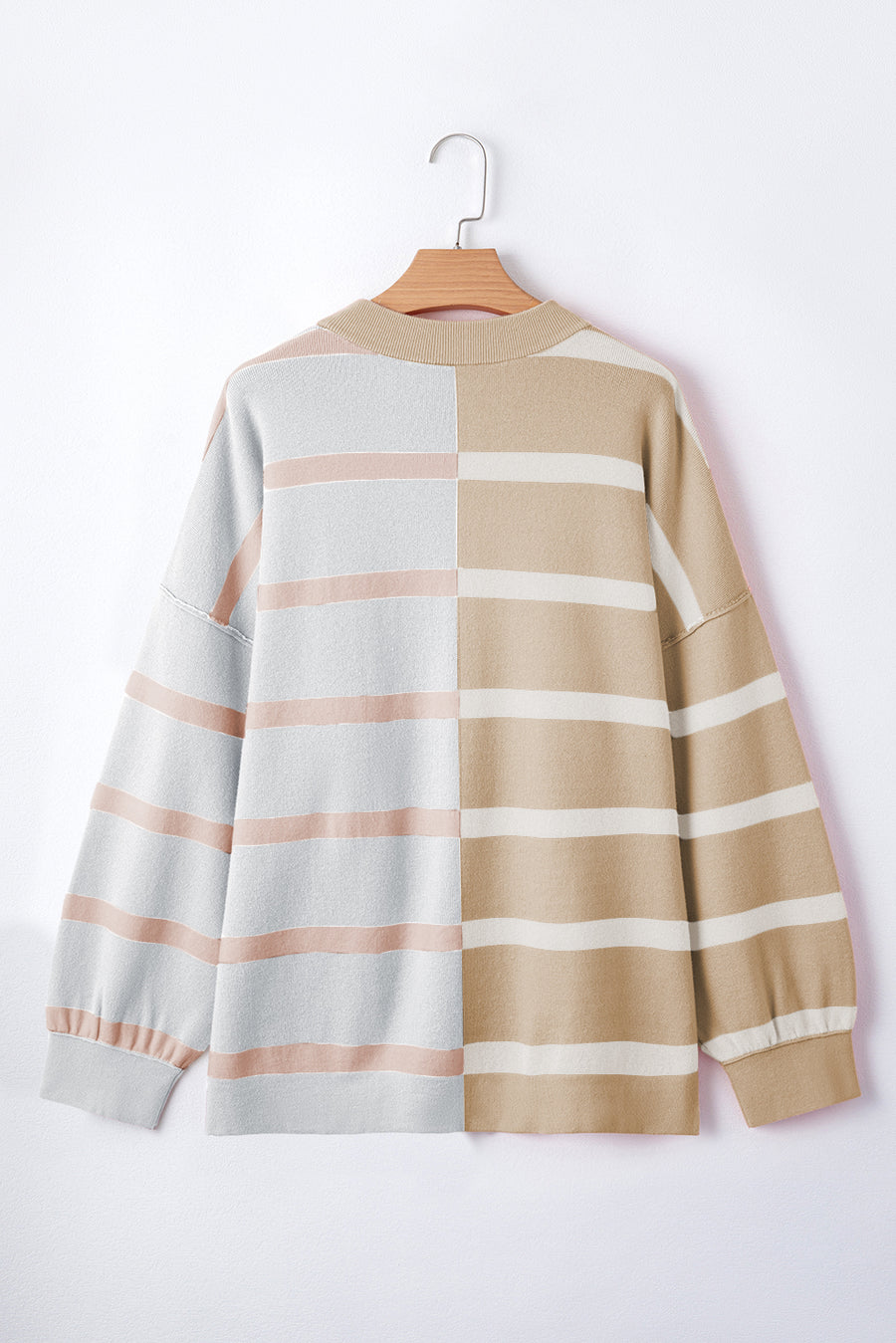 Striped Exposed Seam Patchwork Loose Fit Sweater- 4 Colors
