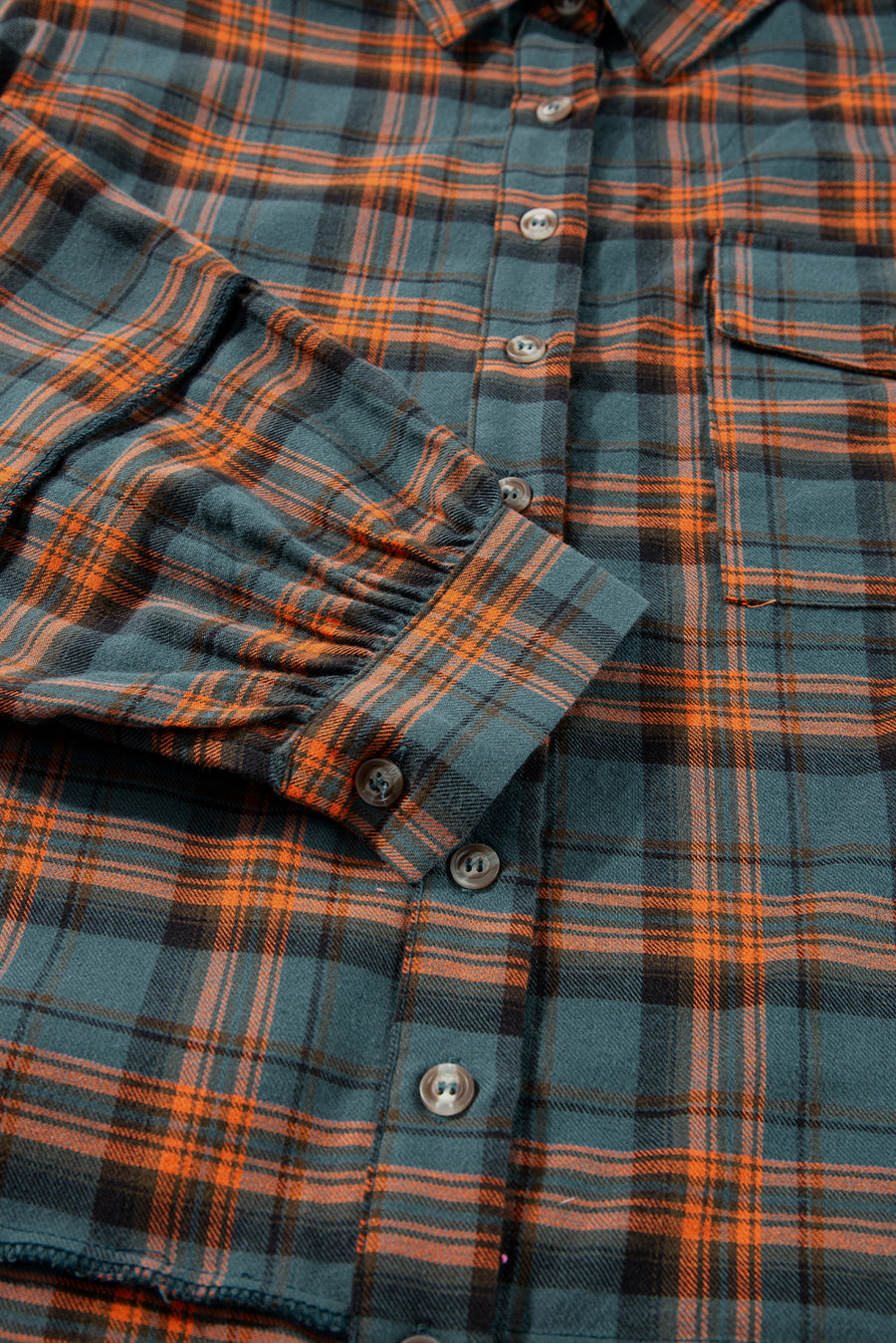 Green Plaid Long Sleeve Collar Shirt Shacket