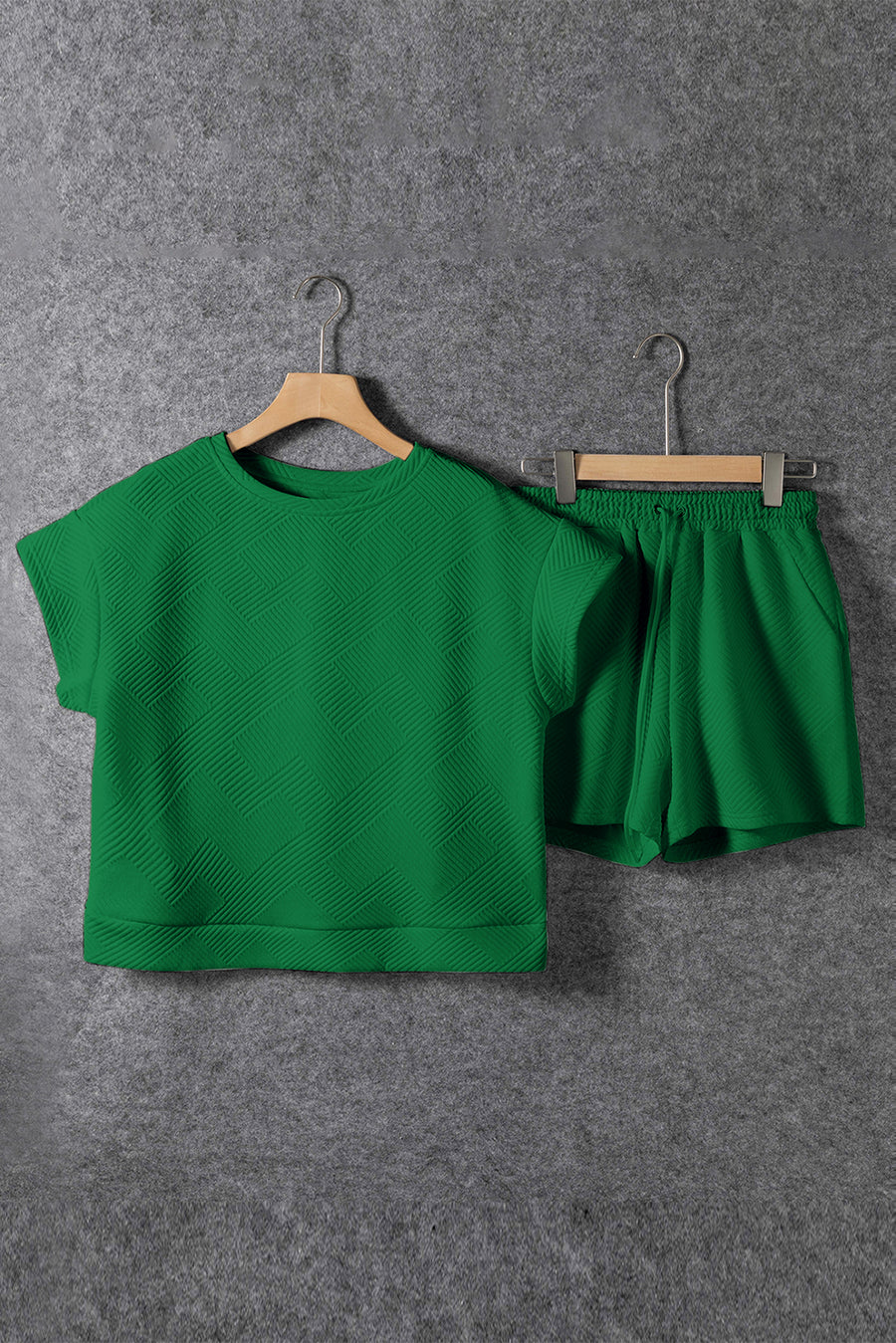 Textured Short Sleeve Top and Shorts Set- 7 Colors