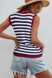 Striped Contrast Trim Sleeveless Sweater Vest- 3 Colors