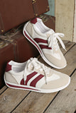White Patchwork Breathable Lace Up Sneakers