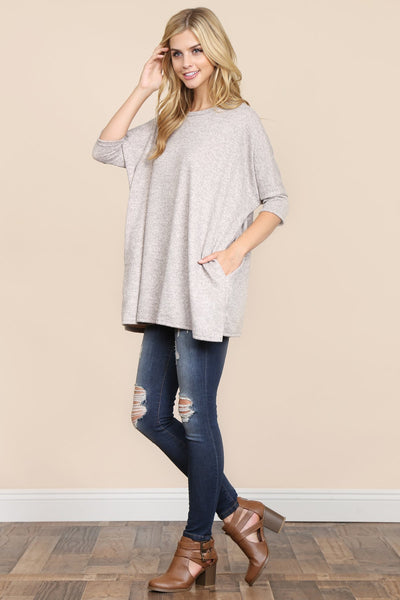 Oversized Drop Shoulder Pocket Tunic- 3 Colors