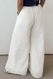 White Pleated Loose Fit Wide Leg Pants