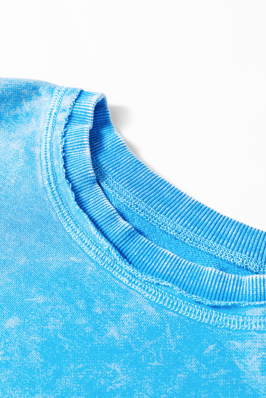 Turquoise Acid Washed Sweatshirt with Pockets