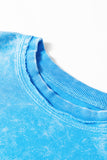 Turquoise Acid Washed Sweatshirt with Pockets