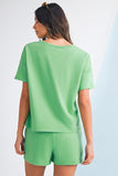V-Neck Drop Shoulder T-Shirt and Patchwork Shorts Set- 3 Colors