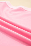 Pink Color Block Patchwork Drop Shoulder Loose Fit Sweatshirt
