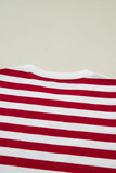 Red and White Striped Crew Neck T-Shirt