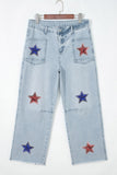 American Sequin Star Patch Pockets Cropped Jeans