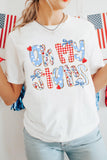 White Oh My Stars Patchwork Print Graphic T-Shirt