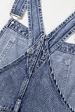 Mineral Wash Blue Straight Leg Denim Overalls