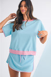 *Pre-Order* Color Block Drop Shoulder T-Shirt and Skort Set- 5 Colors