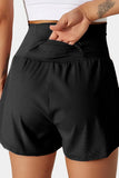 Black High-Waist Wide Band Back Pocket Swim Shorts