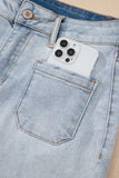Light Wash High Rise Front Pocket Denim Shorts